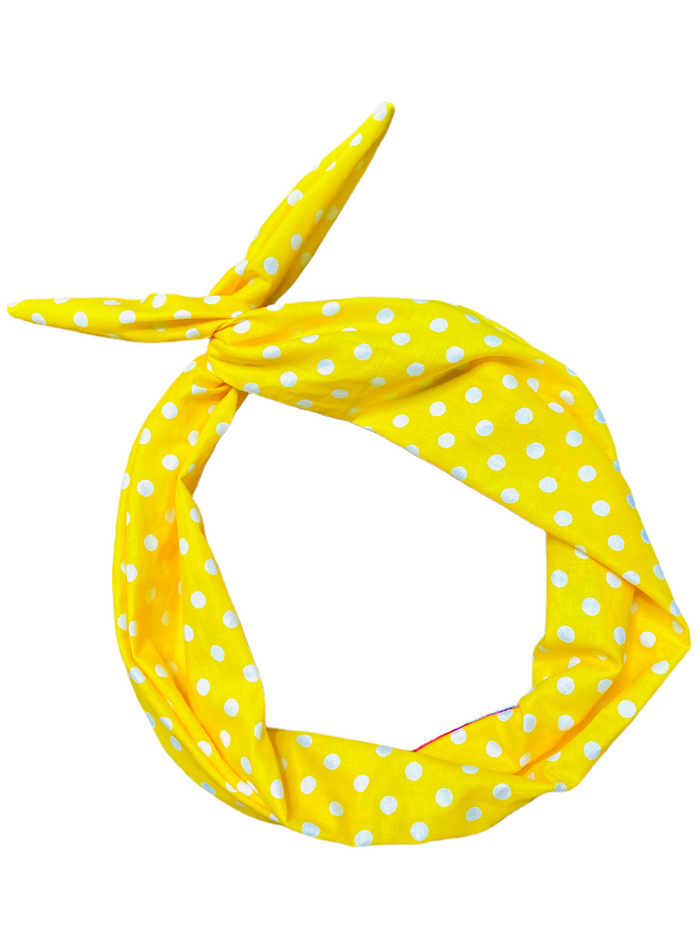 Amanda Bright Designs The Original Tie Headband Yellow polkadot