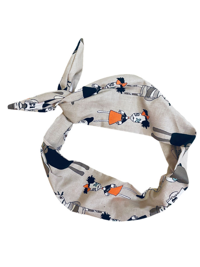 Amanda Bright Designs zombie apocalypse headband black orange gray teal white zombies