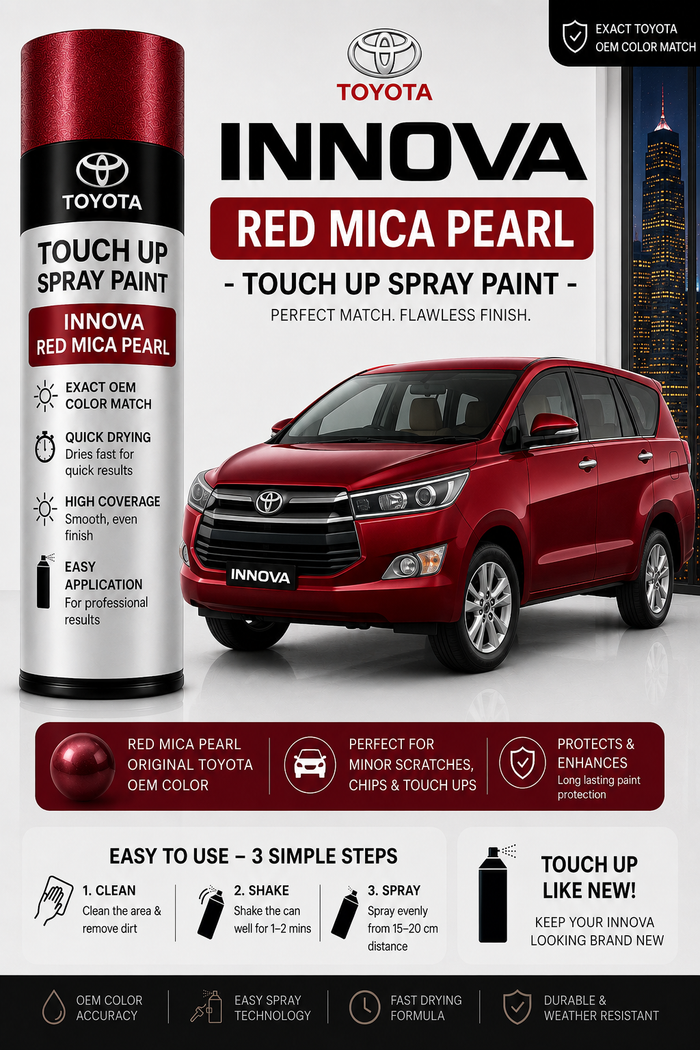 Toyota Innova Red Mica Pearl Touch Up Spray Paint – OEM Color Match | LIHA Aerosols 500ml