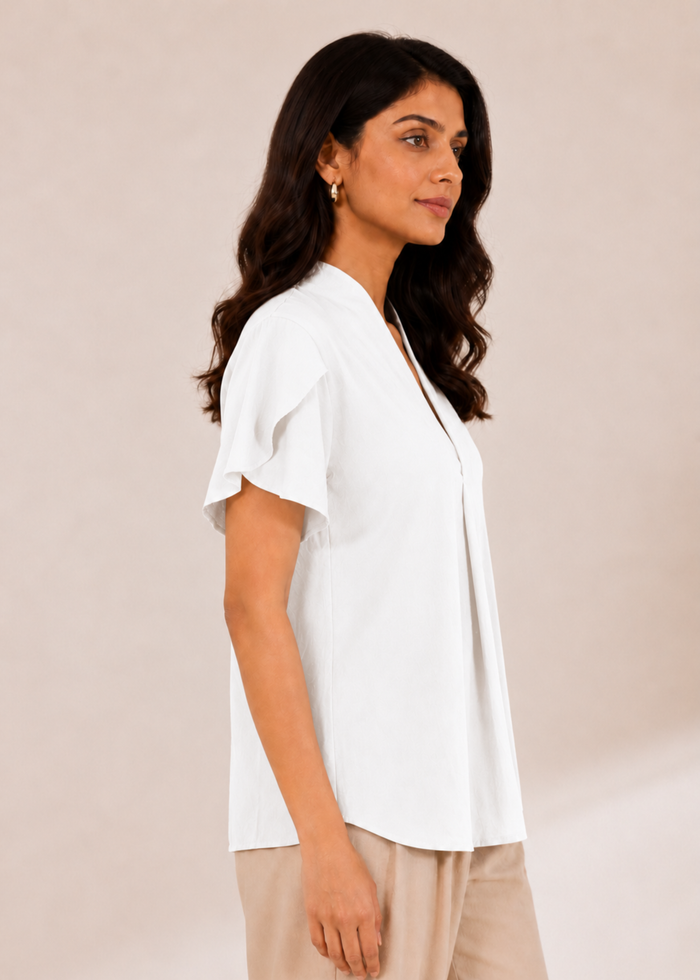 Flurr white tulip sleeves top right side view