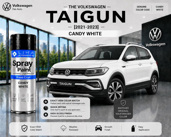 Volkswagen Taigun Candy White Touch Up Spray Paint – OEM Color Match
