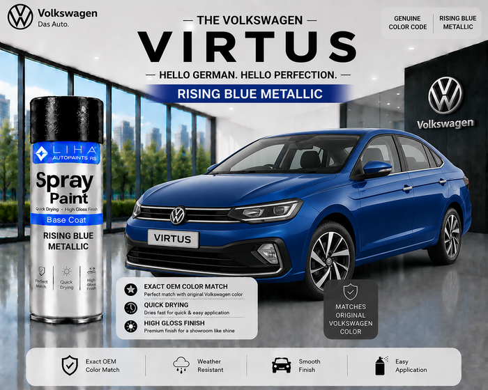 Volkswagen Virtus Rising Blue Metallic Touch Up Spray Paint – OEM Color Match
