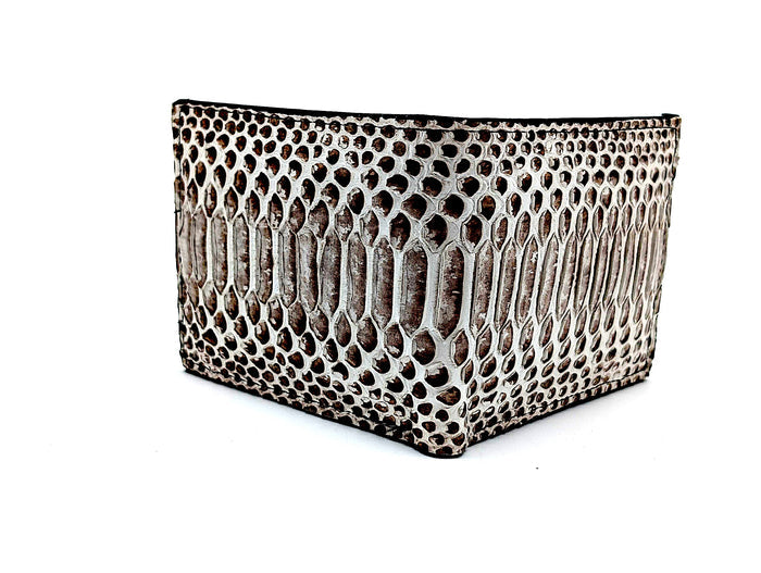 White Snakeskin Leather Bifold Wallet – 6 Card Slots – Luxury Exotic Leather Men’s Wallet