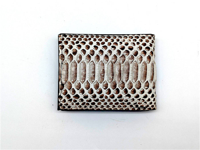 White Snakeskin Leather Bifold Wallet – 6 Card Slots – Luxury Exotic Leather Men’s Wallet