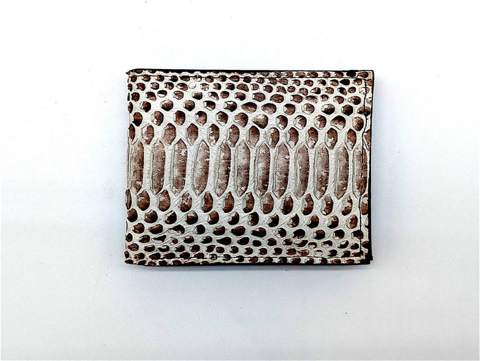 White Snakeskin Leather Bifold Wallet – 6 Card Slots – Luxury Exotic Leather Men’s Wallet