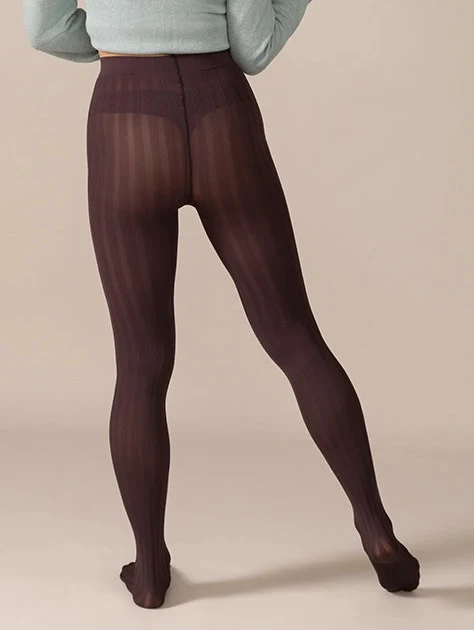 Wide Rib Opaque Tights 80D in Plum
