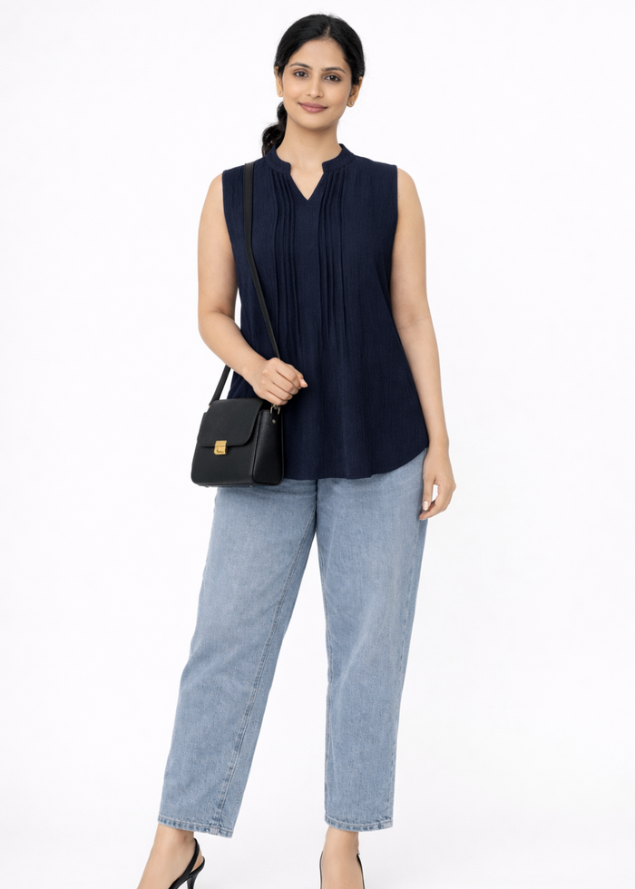 Flurr Women's Navy Sleeveless Work Top