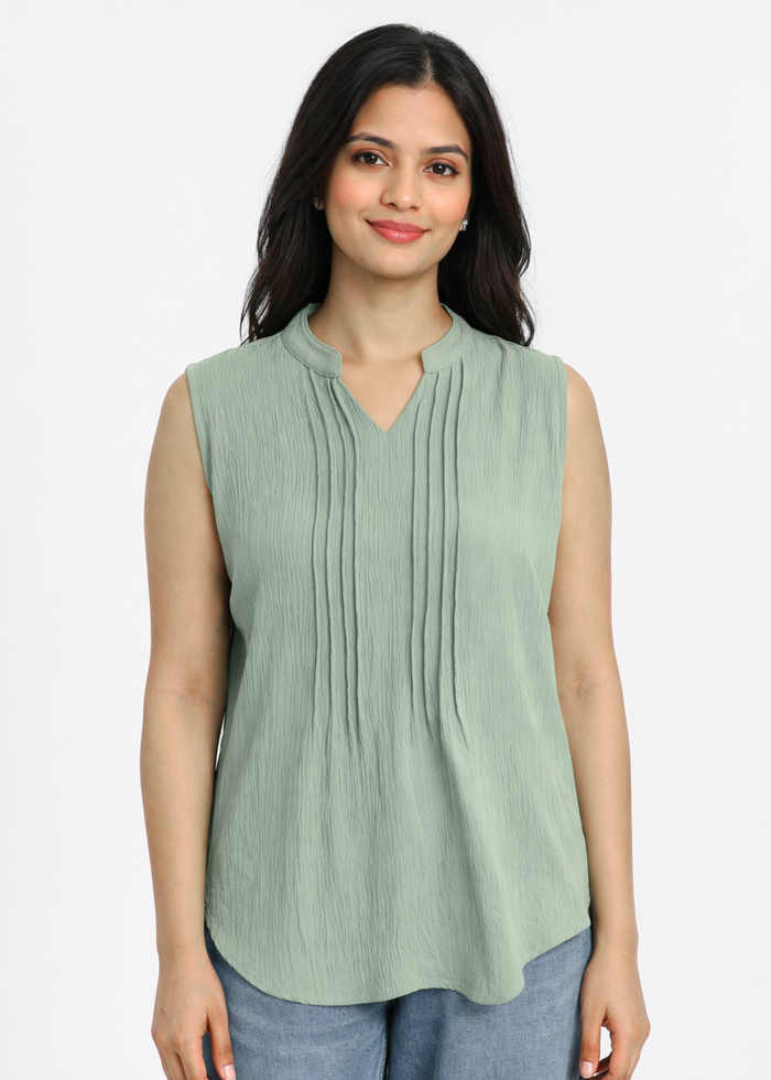 Flurr Women's Light Olive Sleeveless Work Top
