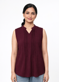 Flurr Women's Burgundy Sleeveless Work Top
