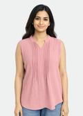Flurr Women's Light Pink Sleeveless Work Top