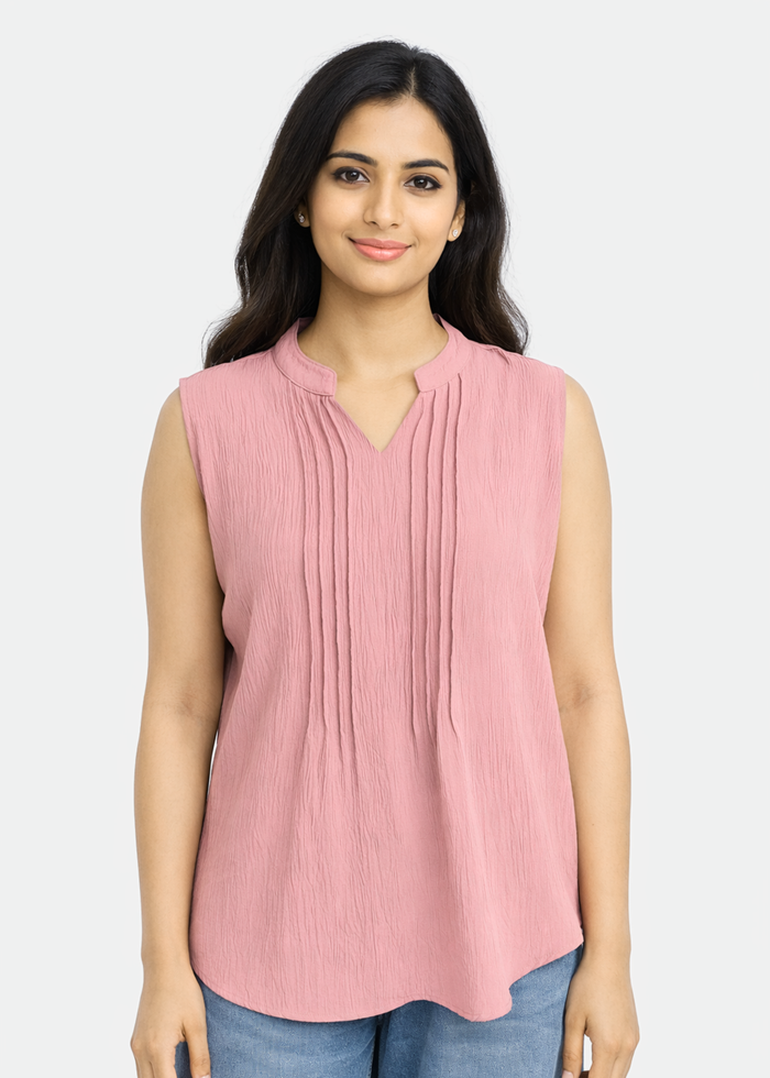 Flurr Women's Light Pink Sleeveless Work Top