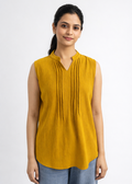 Flurr Women's Mustard Sleeveless Work Top
