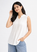 Flurr Women's White Sleeveless Work Top