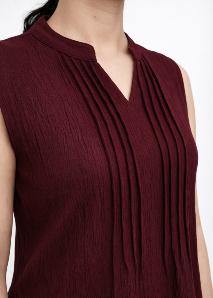 Flurr Women's Burgundy Sleeveless Work Top