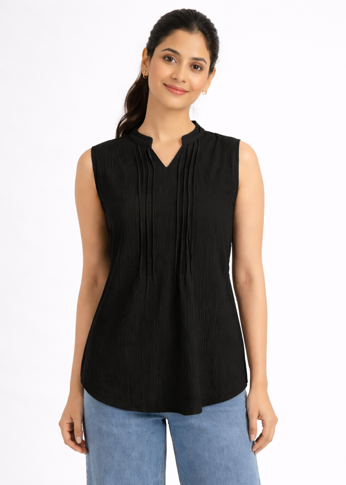 Flurr Women's Black Sleeveless Work Top