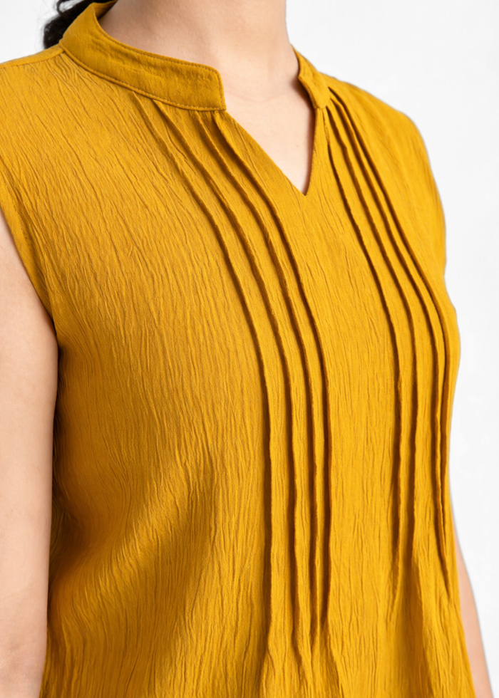 Flurr Women's Mustard Sleeveless Work Top