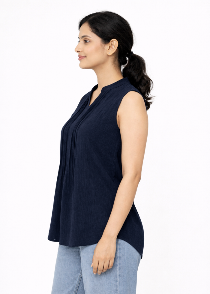 Flurr Women's Navy Sleeveless Work Top