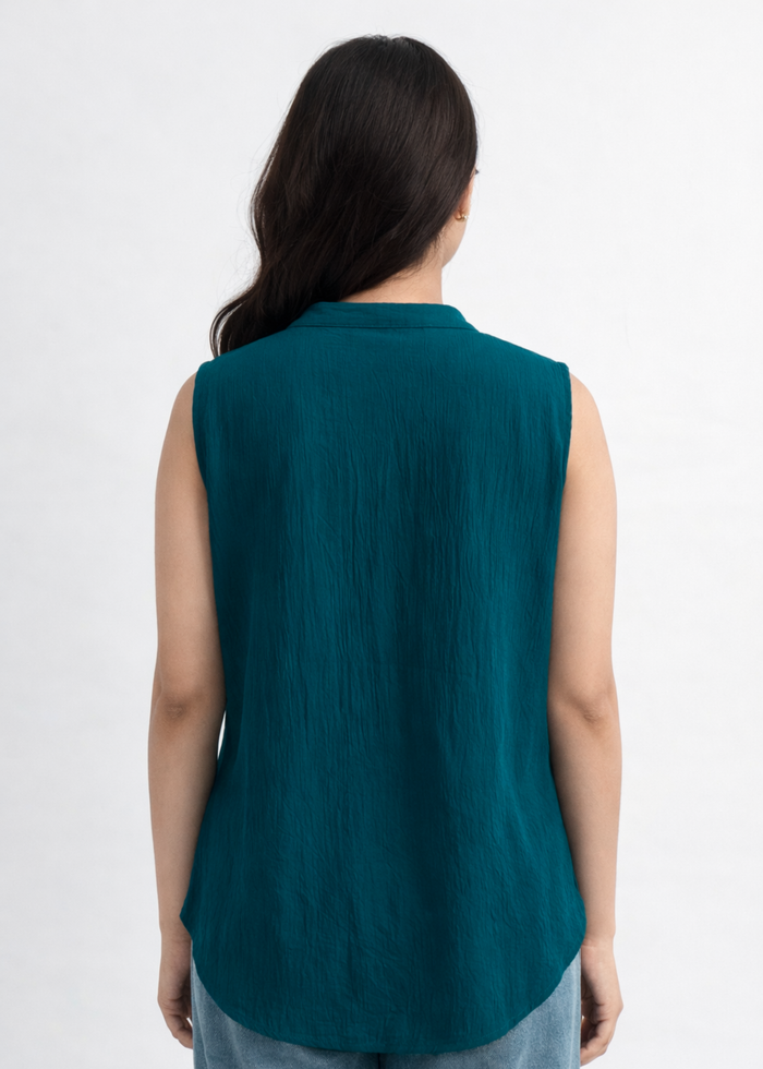 Flurr Women's Ink Blue Sleeveless Work Top