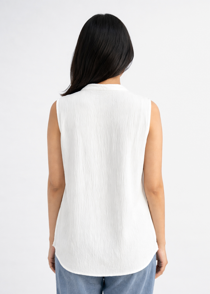 Flurr Women's White Sleeveless Work Top