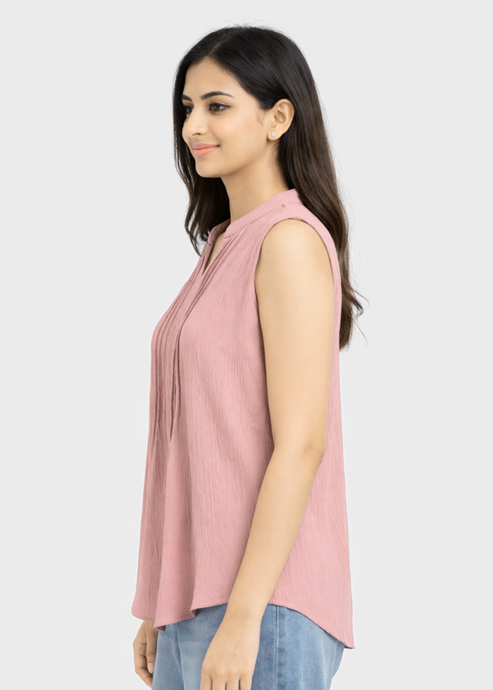 Flurr Women's Light Pink Sleeveless Work Top