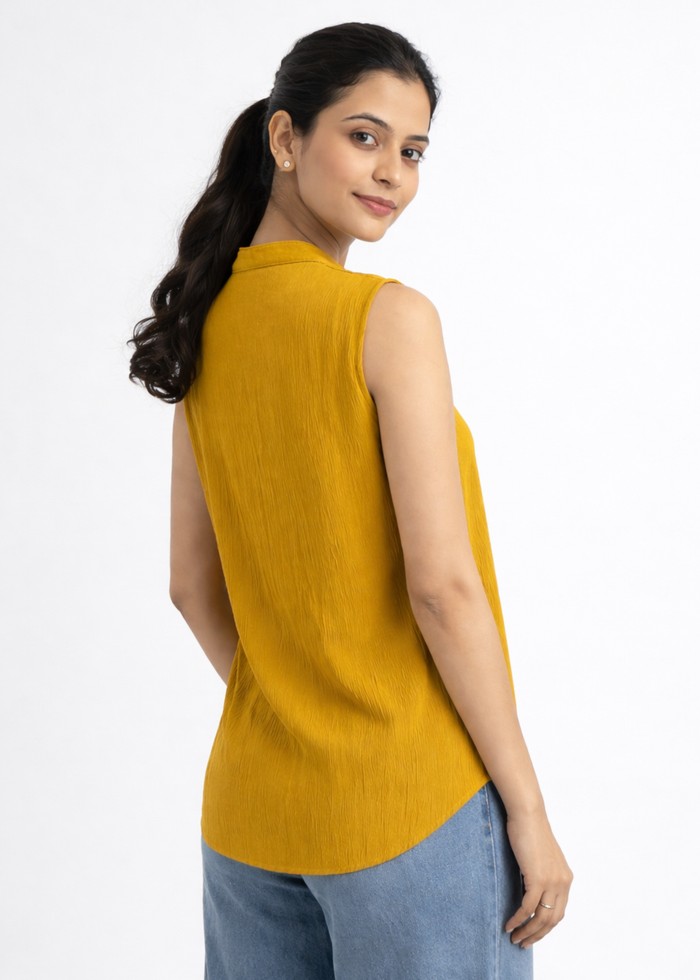 Flurr Women's Mustard Sleeveless Work Top