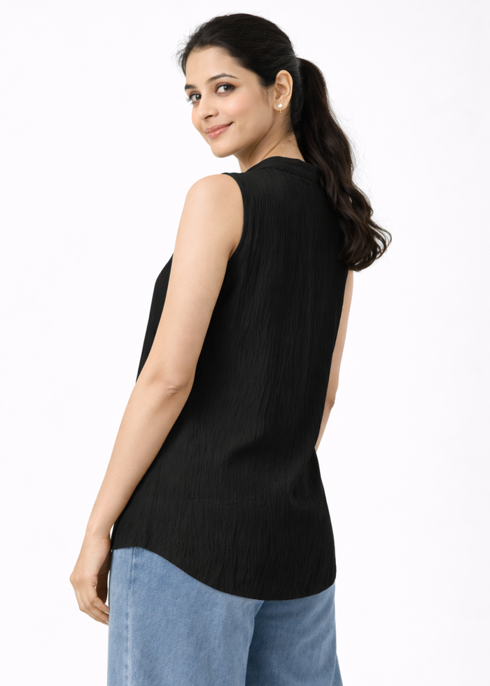 Flurr Women's Black Sleeveless Work Top