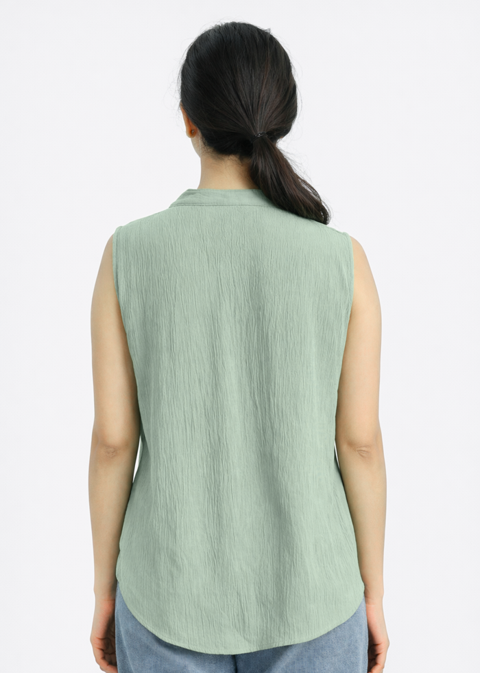 Flurr Women's Light Olive Sleeveless Work Top