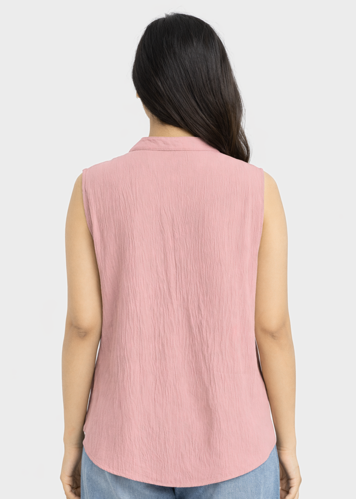 Flurr Women's Light Pink Sleeveless Work Top