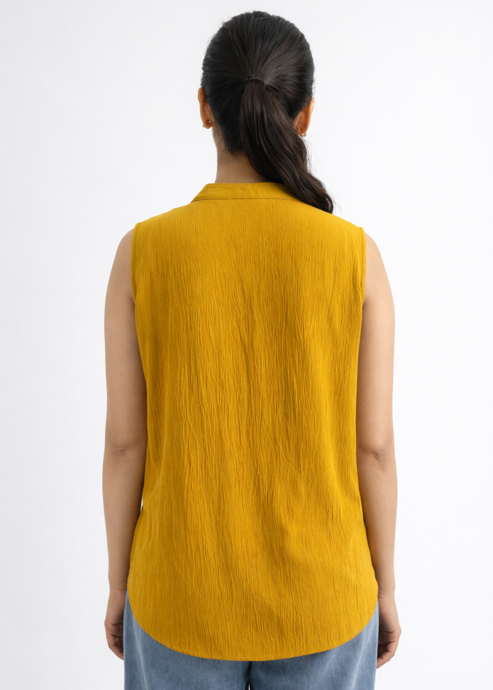 Flurr Women's Mustard Sleeveless Work Top