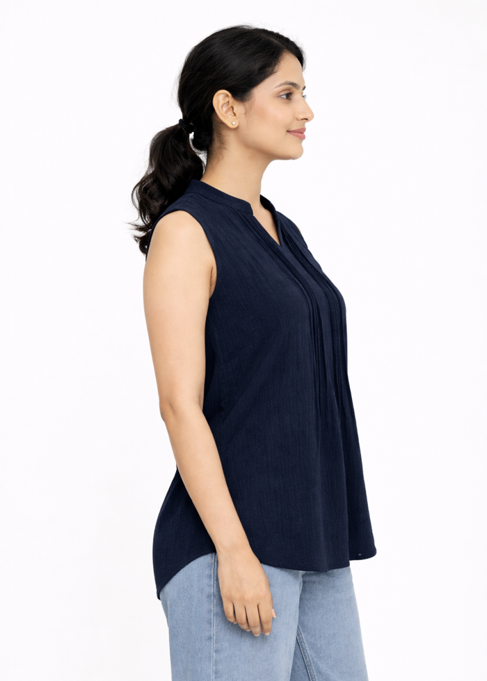 Flurr Women's Navy Sleeveless Work Top