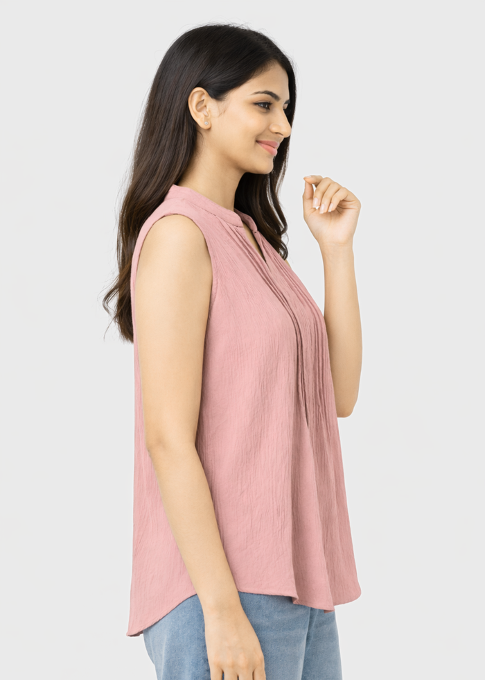 Flurr Women's Light Pink Sleeveless Work Top