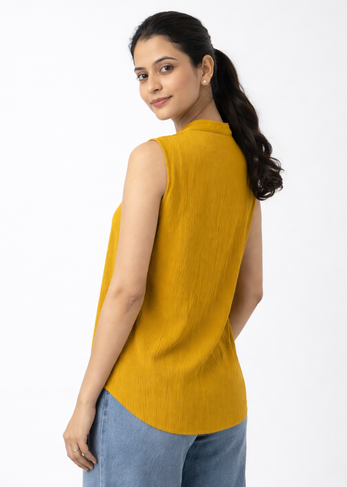 Flurr Women's Mustard Sleeveless Work Top