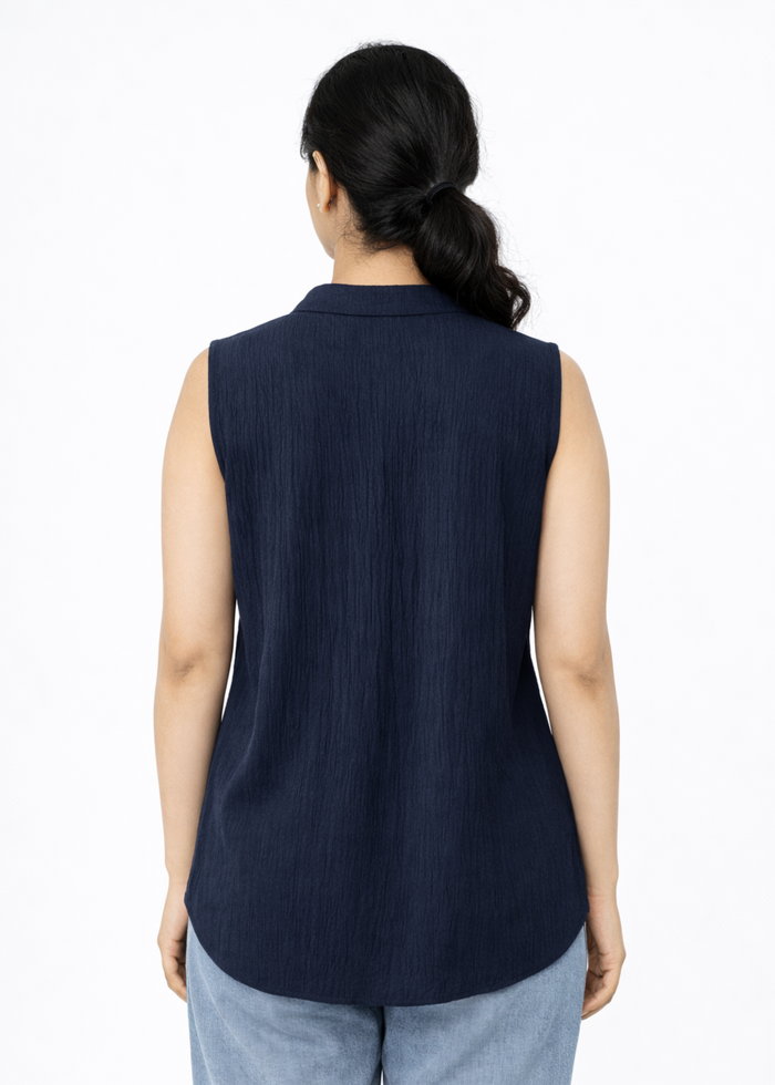 Flurr Women's Navy Sleeveless Work Top