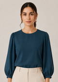 Flurr Office Crush Top in teal blue front view