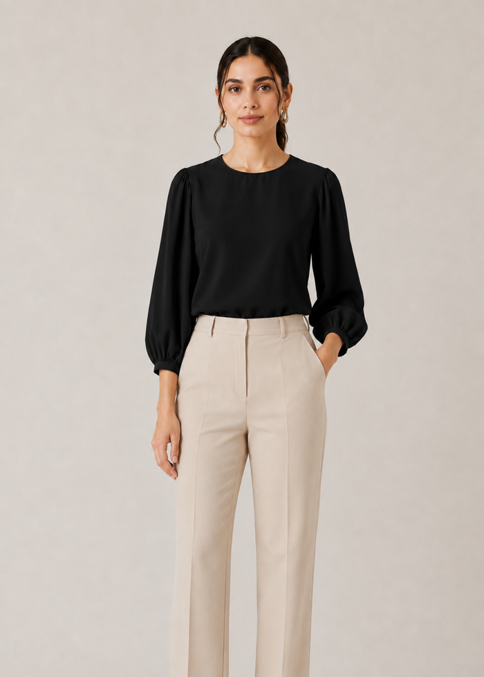 Flurr Office Crush Top in black full front view