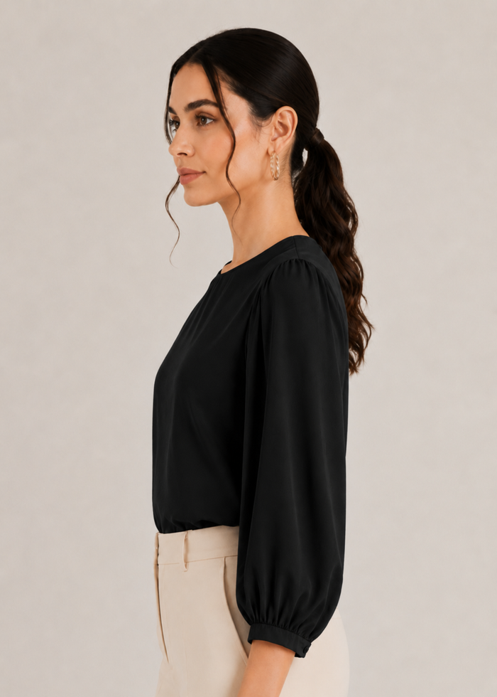 Flurr Office Crush Top in black left side view