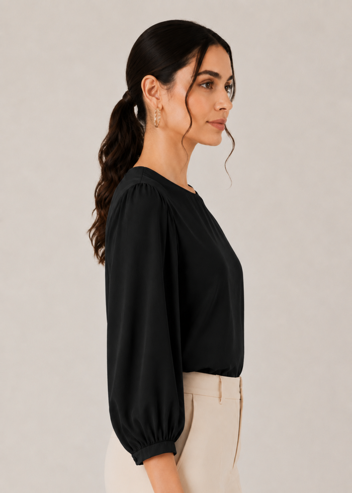Flurr Office Crush Top in black right side view