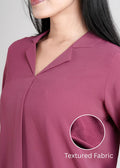 Berry Pink Women Textured Shirt Style Top – front view closeup