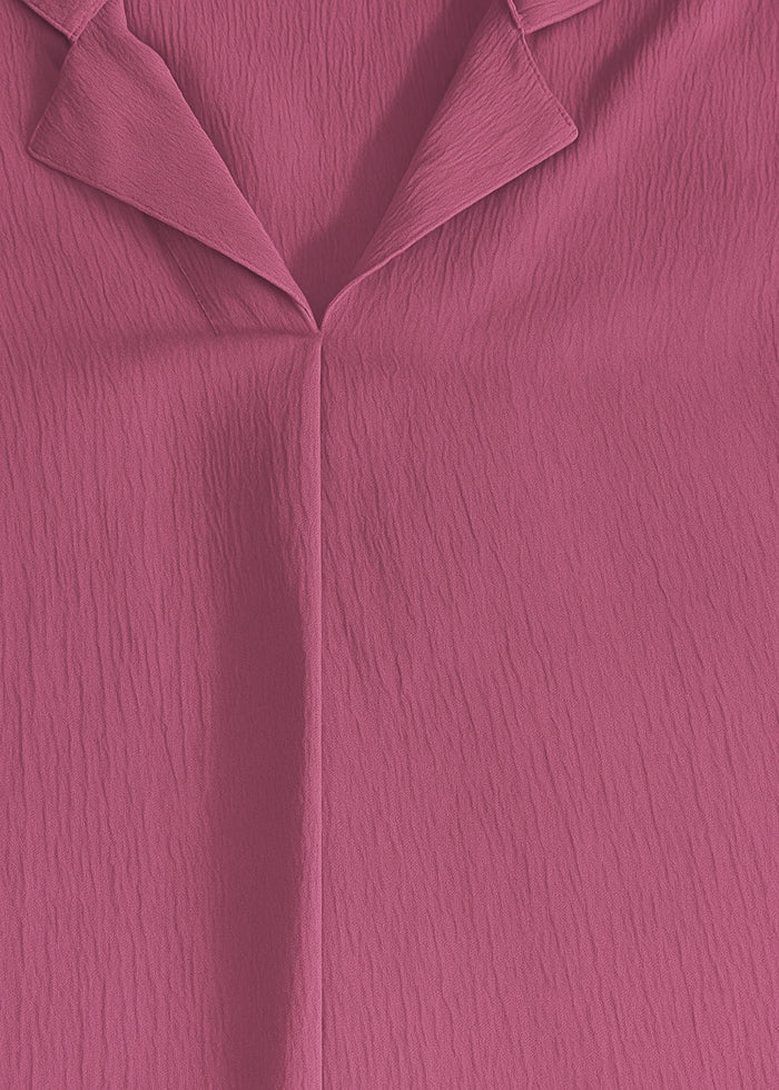 Berry Pink Women Textured Shirt Style Top - Fabric Closeup