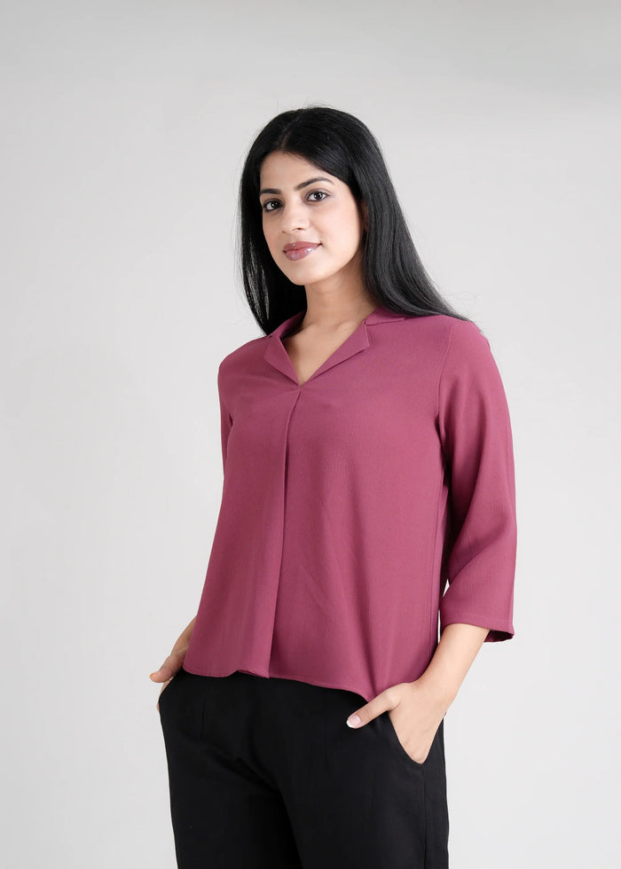 Berry Pink Women Textured Shirt Style Top – flat lay styling, outfit inspiration