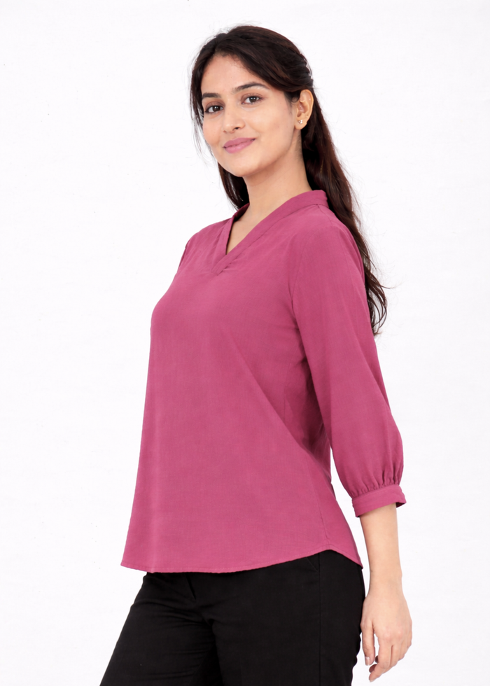 Women Textured V-Neck Top