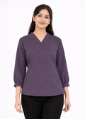 Women textured V-neck workwear top in lavender