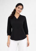 Flurr Women's Black Textured V-Neck Office Wear Top