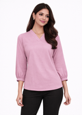 Women textured V-neck workwear top in lilac