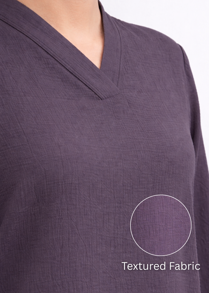 Women textured V-neck workwear top in lavender