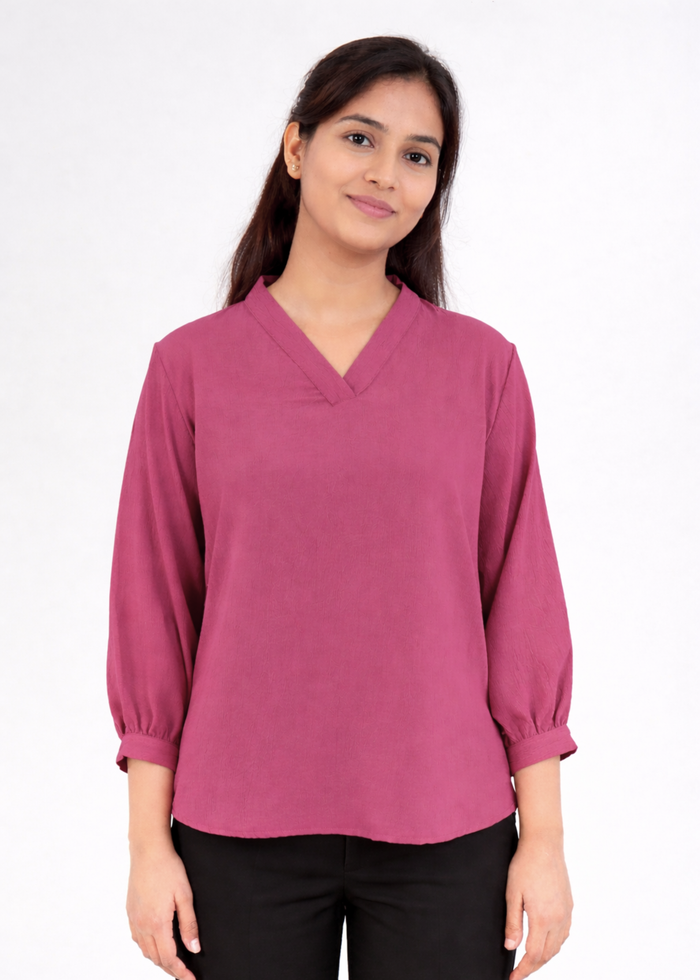 Women Textured V-Neck Top