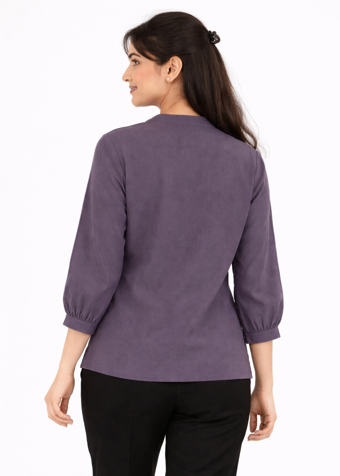 Women textured V-neck workwear top in lavender