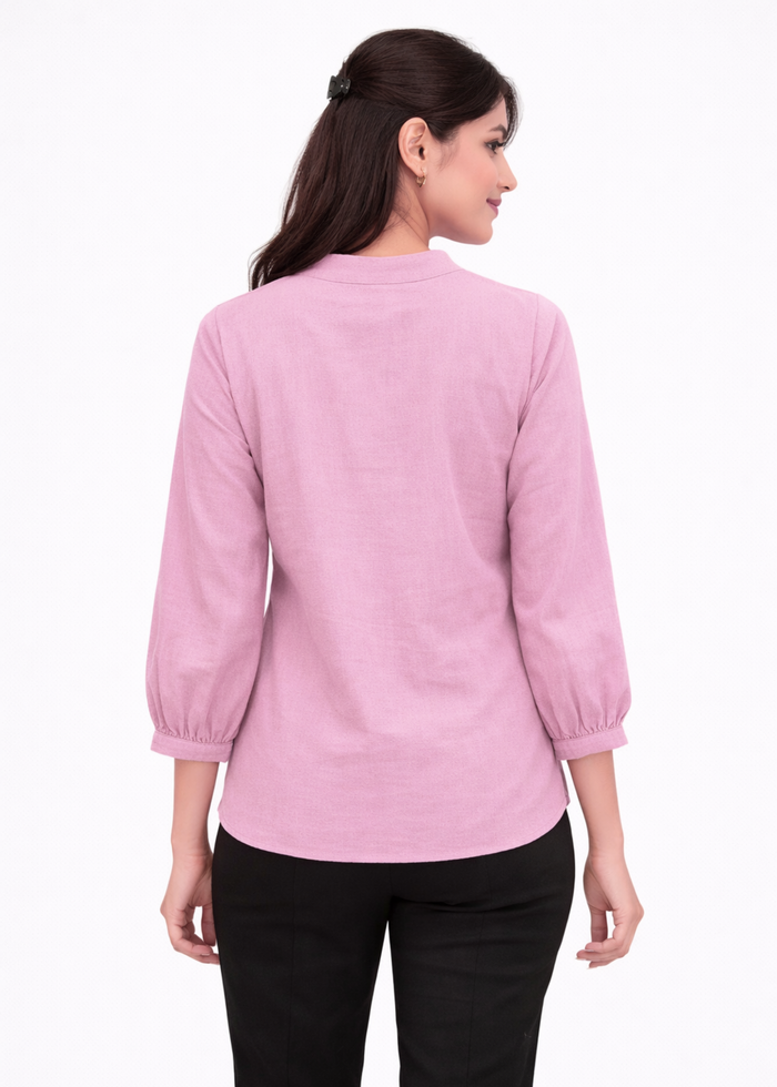 Women textured V-neck workwear top in lilac