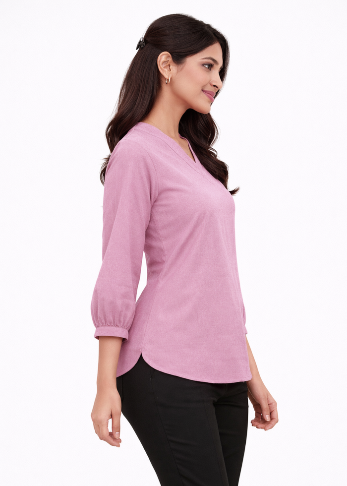 Women textured V-neck workwear top in lilac