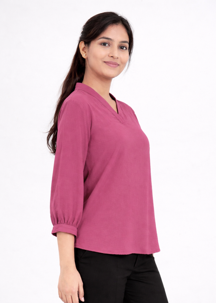 Women Textured V-Neck Top